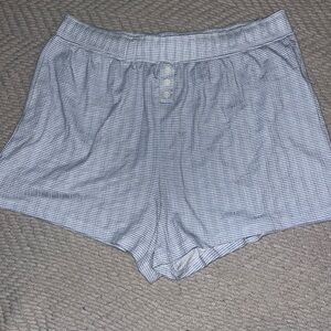 Women's Blue Checkered Shorts